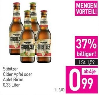 Sutterlüty Stibitzer Cider Apfel oder Apfel Birne 0,33 Liter Angebot