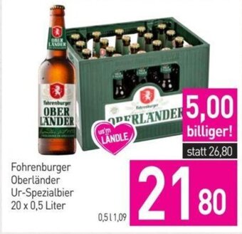 Sutterlüty Fohrenburger Oberländer Ur-Spezialbier 20 x 0,5 Liter Angebot