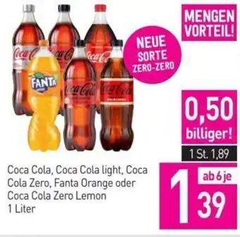 Sutterlüty Coca Cola, Coca Cola light, Coca Cola Zero, Fanta Orange oder Coca Cola Zero Lemon 1 Liter Angebot