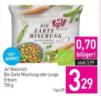 Sutterlüty Ja! Natürlich Bio Zarte Mischung oder junge Erbsen 750 g Angebot
