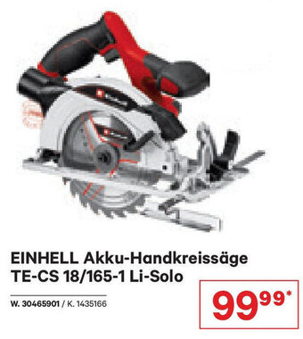 Lagerhaus EINHELL Akku-Handkreissäge TE-CS 18/165-1 Li-Solo Angebot