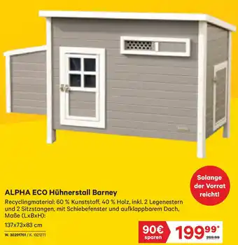 Lagerhaus ALPHA ECO Hühnerstall Barney Recyclingmaterial: 60 % Kunststoff, 40 % Holz, inkl. 2 Legenestern und 2 Sitzstangen, mit Angebot