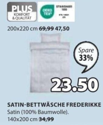 JYSK SATIN-BETTWÄSCHE FREDERIKKE Satin (100% Baumwolle). 140x200 cm 34,99 Angebot