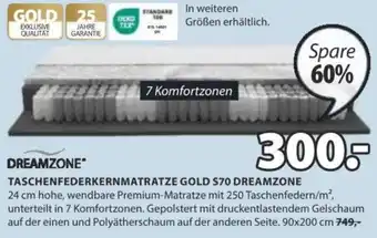 JYSK DREAMZONE TASCHENFEDERKERNMATRATZE GOLD S70 DREAMZONE Angebot