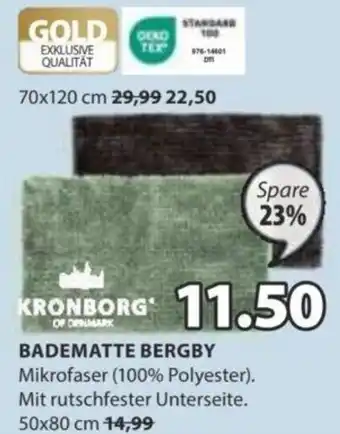 JYSK KRONBORG BADEMATTE BERGBY Mikrofaser (100% Polyester). Mit rutschfester Unterseite. 50x80 cm 14,99 Angebot