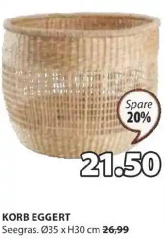 JYSK KORB EGGERT Seegras. Ø35 x H30 cm 26,99 Angebot