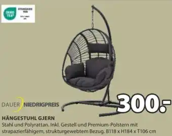 JYSK DAUER NIEDRIGPREIS HÄNGESTUHL GJERN Stahl und Polyrattan. Inkl. Gestell und Premium-Polstern mit strapazierfähigem, Angebot