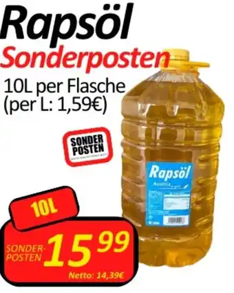 Wurstico Rapsöl Sonderposten 10L per Flasche Angebot