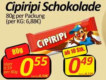 Wurstico Cipiripi Schokolade 80g per Packung (per KG: 6,88€) Angebot