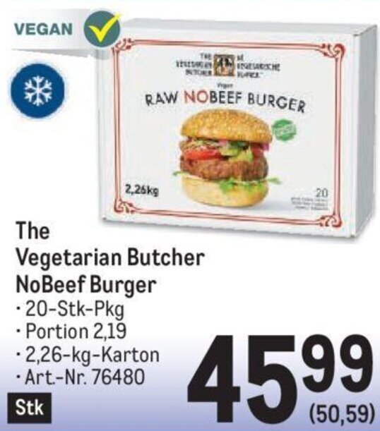 Metro The Vegetarian Butcher NoBeef Burger - 20-Stk-Pkg Angebot