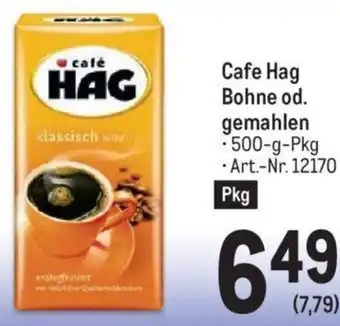 Metro Cafe Hag Bohne od. gemahlen •500-g-Pkg •Art.-Nr. 12170 Pkg Angebot