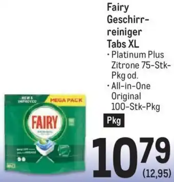 Metro Fairy Geschirr- Tabs XL • Plat Pkg od. •All-in-One Original 100-Stk-Pkg Angebot