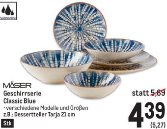 Metro MÄSER Geschirrserie Classic Blue z.B.: Dessertteller Tarja 21 cm Angebot