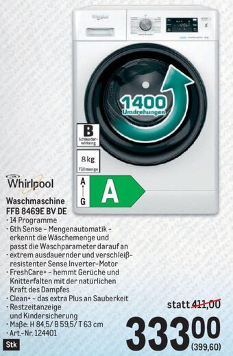 Metro Whirlpool Waschmaschine FFB 8469E BV DE Angebot