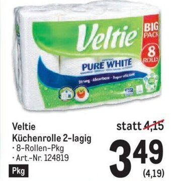 Metro Veltie Küchenrolle 2-lagig -8-Rollen-Pkg Art.-Nr. 124819 Angebot