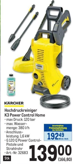 Metro KÄRCHER Hochdruckreiniger K3 Power Control Home Angebot