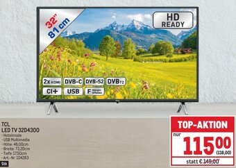 Metro TCL LED TV 32D4300 Angebot