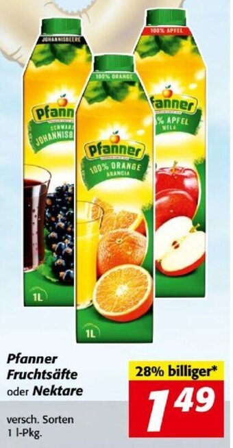 Nah&Frisch Pfanner Fruchtsäfte oder Nektare versch. Sorten 1 l-Pkg. Angebot