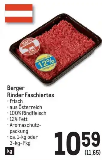 Metro Berger Rinder Faschiertes 3-kg-Pkg Angebot