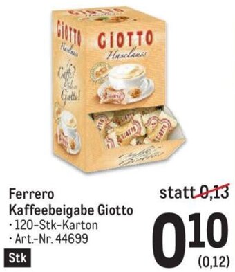 Metro Ferrero Kaffeebeigabe Giotto -120-Stk-Karton Art.-Nr. 44699 Angebot