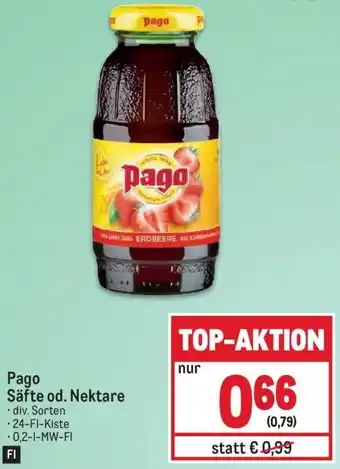Metro Pago Säfte od. Nektare . div. Sorten 24-Fl-Kiste Angebot