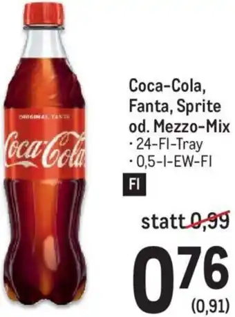 Metro Coca-Cola, Fanta, Sprite od. Mezzo-Mix -24-Fl-Tray -0,5-1-EW-FI Angebot