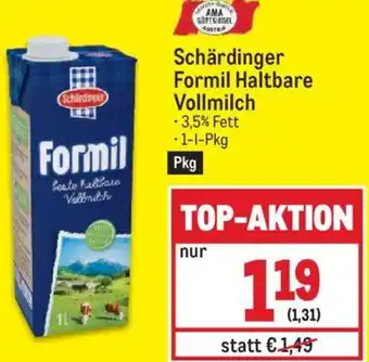 Metro Schärdinger Formil Haltbare Vollmilch -3,5% Fett • 1-1-Pkg Angebot