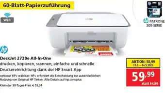 Pagro Diskont hp DeskJet 2720e All-In-One drucken, kopieren, scannen, einfache und schnelle Druckereinrichtung dank der HP Smart App Angebot