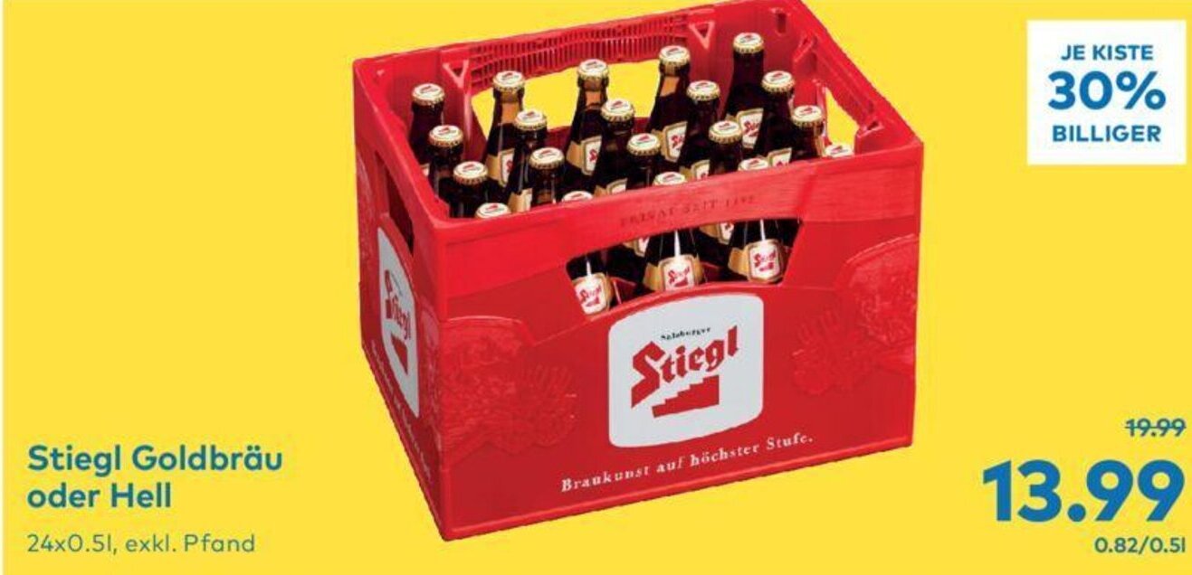 T&G Stiegl Goldbräu oder Hell 24x0.51, exkl. Pfand Angebot