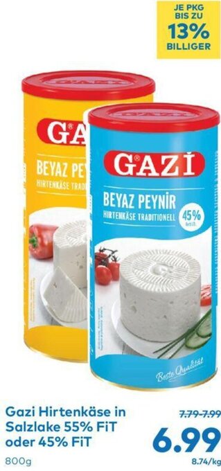 T&G Gazi Hirtenkäse in Salzlake 55% FIT oder 45% FIT 800g Angebot