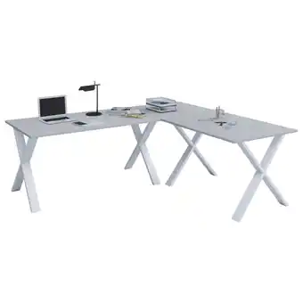 XXXLutz Eckschreibtisch 190/50/76 cm in grau, weiß Angebot