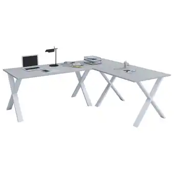 XXXLutz Eckschreibtisch 160/50/76 cm in grau, weiß Angebot