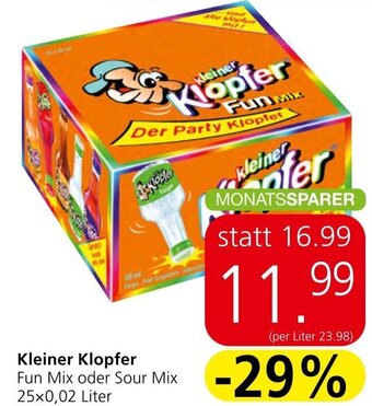 Spar Kleiner Klopfer Fun Mix oder Sour Mix 25x0,02 Liter Angebot