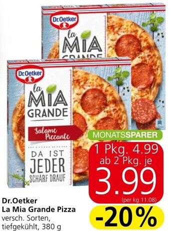 Spar Dr.Oetker La Mia Grande Pizza versch. Sorten, tiefgekühlt, 380 g Angebot