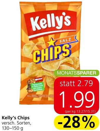 Spar Kelly's Chips versch. Sorten, 130-150 g Angebot