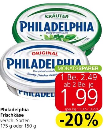 Spar Philadelphia Frischkäse versch. Sorten 175 g oder 150 g Angebot