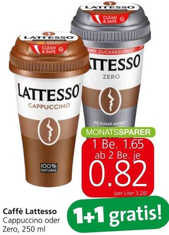 Spar Caffè Lattesso Cappuccino oder Zero, 250 ml Angebot