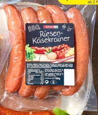 Spar SPAR BBQ Riesen Käsekrainer aus Österreich, 700 g Angebot
