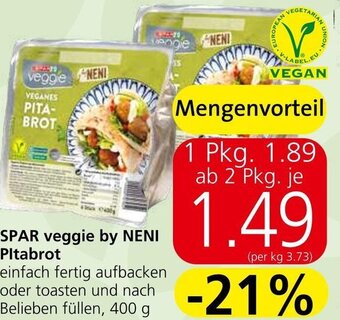 Spar SPAR veggie by NENI Pitabrot einfach fertig aufbacken oder toasten und nach Belieben füllen, 400 g Angebot
