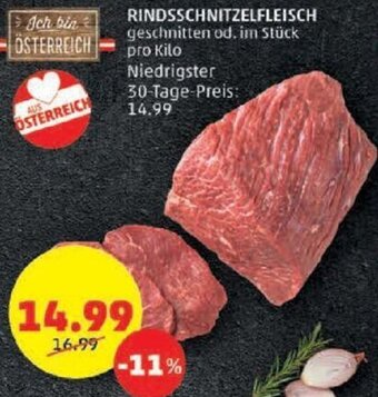 PENNY RINDSSCHNITZELFLEISCH geschnitten od. im Stück pro Kilo Angebot