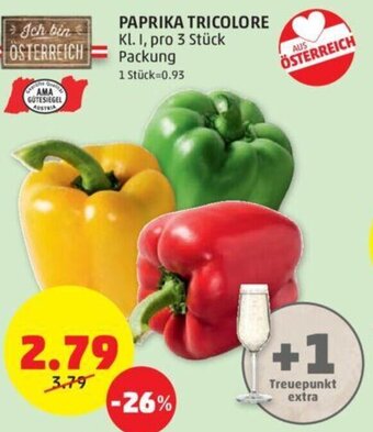 PENNY PAPRIKA TRICOLORE KL. I, pro 3 Stück Packung Angebot