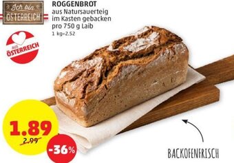 PENNY ROGGENBROT aus Natursauerteig im Kasten gebacken pro 750 g Laib Angebot