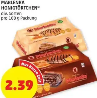 PENNY MARLENKA HONIGTÖRTCHEN* div. Sorten pro 100 g Packung Angebot