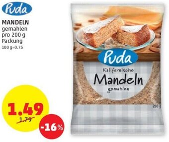 PENNY Puda MANDELN gemahlen pro 200 g Packung Angebot