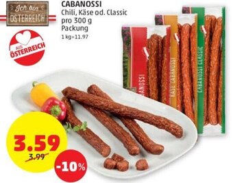PENNY CABANOSSI Chili, Käse od. Classic pro 300 g Packung Angebot