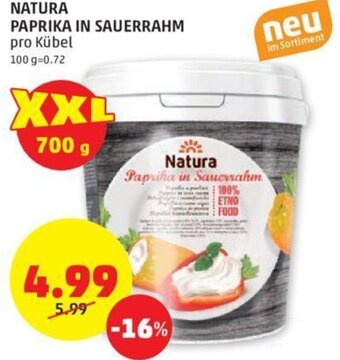 PENNY NATURA PAPRIKA IN SAUERRAHM pro Kübel Angebot