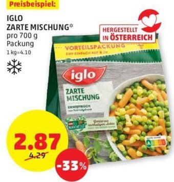 PENNY IGLO ZARTE MISCHUNG* pro 700 g Packung Angebot