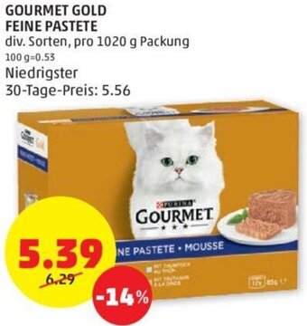 PENNY GOURMET GOLD FEINE PASTETE div. Sorten, pro 1020 g Packung Angebot