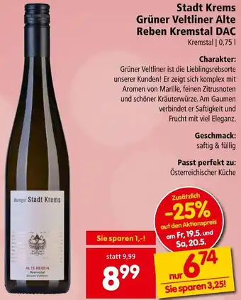 Interspar Stadt Krems Grüner Veltliner Alte Reben Kremstal DAC Kremstal | 0,75 L Angebot