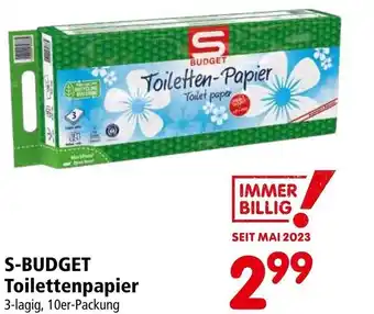 Interspar S-BUDGET Toilettenpapier 3-lagig, 10er-Packung Angebot